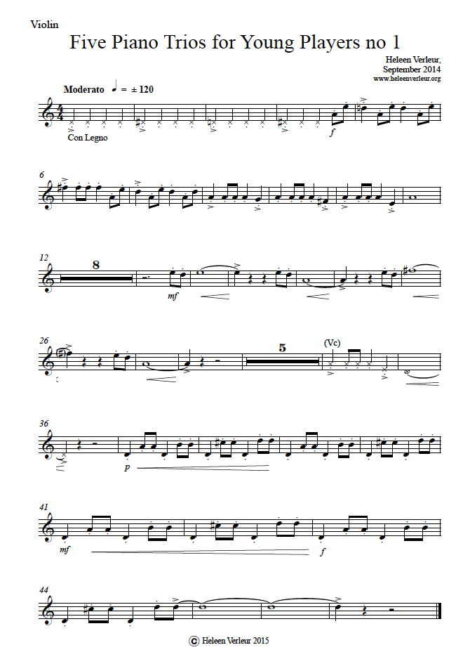 Five Piano Trios for Young Players no 1 Violin part