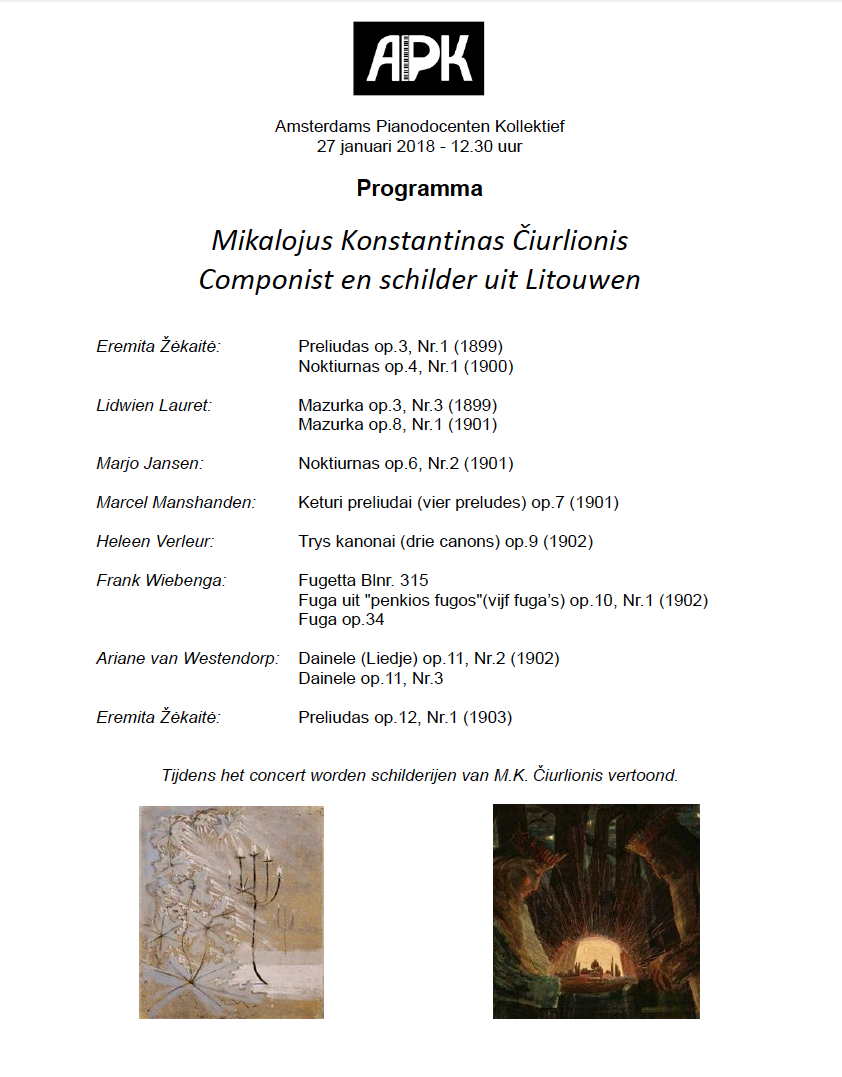 Programma concert 27-1-2018